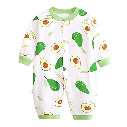 JinBei Pelele Bebé Niños Mameluco Algodon Pijama Sleepsuit Recien Nacido Mamelucos Manga Larga Mono Caricatura Trajes Pijamas, Estampado Verde Aguacate 6-9 Meses