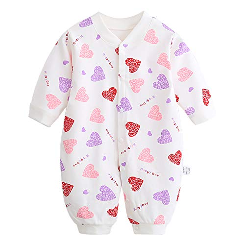 JinBei Pijama Recien Nacido Pelele Bebé Niñas Mono Mameluco Algodon Sleepsuit Mamelucos Manga Larga Caricatura Trajes Pijamas, Impresión de Corazón de Color 3-6 Meses