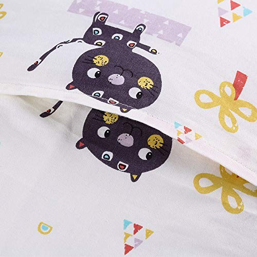 JISEN Fundas de almohada para niños pequeños, paquete de 2 fundas de almohada 100% algodón natural, para dormir con cierre de sobre, 33 x 46 cm, elefante/gato