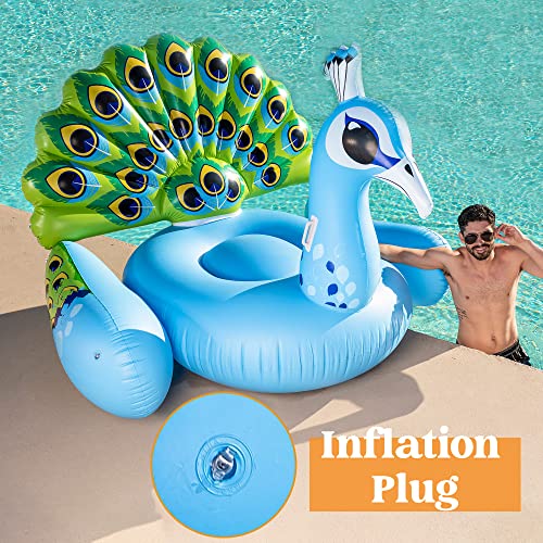 JOYIN Flotador Inflable Gigante del Pavo Real Piscina, Playa de la diversión floaties, Juguetes Partido de la Nadada, Isla Piscina, Verano colchón Inflable salón para Adultos y niños por