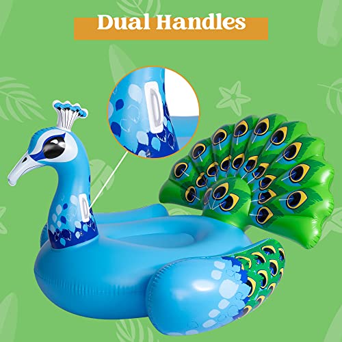 JOYIN Flotador Inflable Gigante del Pavo Real Piscina, Playa de la diversión floaties, Juguetes Partido de la Nadada, Isla Piscina, Verano colchón Inflable salón para Adultos y niños por