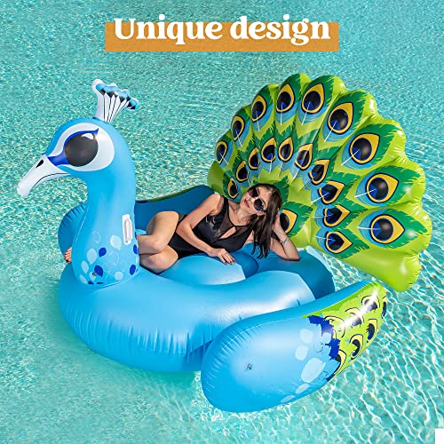 JOYIN Flotador Inflable Gigante del Pavo Real Piscina, Playa de la diversión floaties, Juguetes Partido de la Nadada, Isla Piscina, Verano colchón Inflable salón para Adultos y niños por