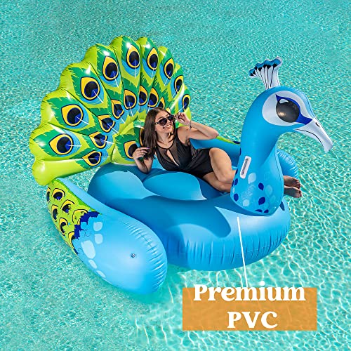 JOYIN Flotador Inflable Gigante del Pavo Real Piscina, Playa de la diversión floaties, Juguetes Partido de la Nadada, Isla Piscina, Verano colchón Inflable salón para Adultos y niños por