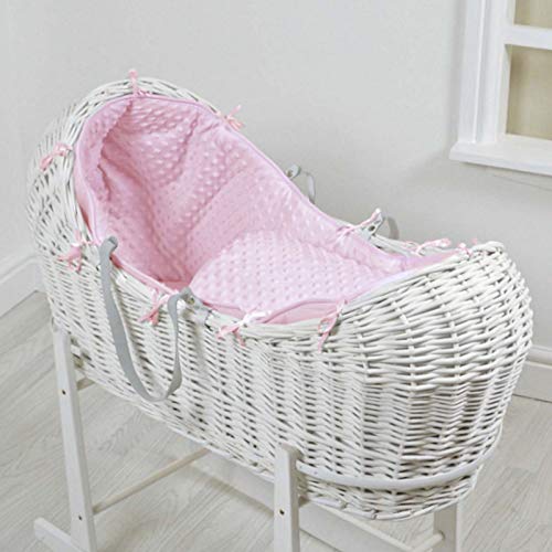 Juego de cama de lujo fabricado en Reino Unido con diseño de palomitas de maíz Izzy Pod Noah Pod de manzanas y peras (cesta no incluida). rosa rosa