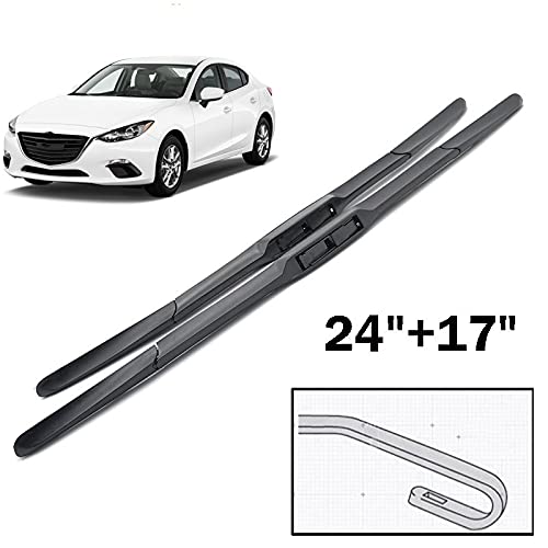 Juego de escobillas limpiaparabrisas Cuchillas de limpiaparabrisas de cochecito cuchillas de limpiaparabrisas for Mazda 3 Axela 2014-2017 Híbrido 3 Sección Ventana delantera Limpiaparabrisas Limpiador