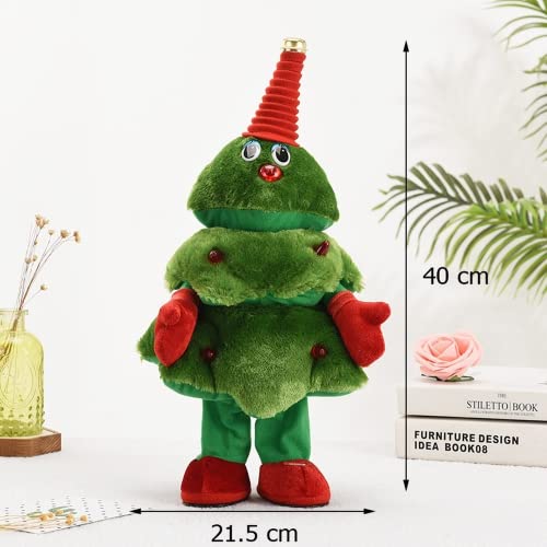 JWAKHMP Navidad música eléctrica muñeca de peluche baile árbol de Navidad forma de planta interactio juguetes portátiles regalo ornamento para niños C