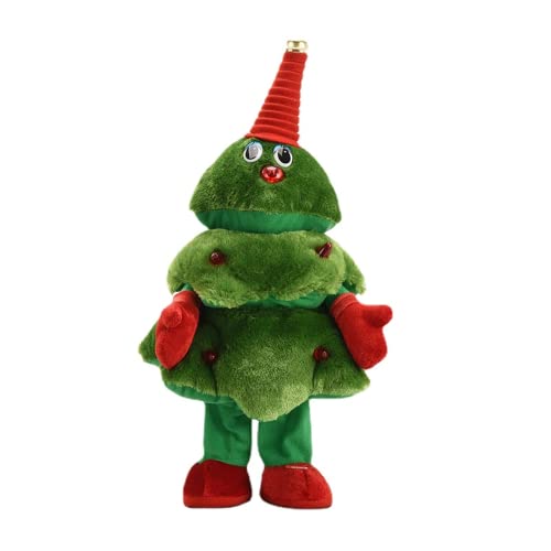 JWAKHMP Navidad música eléctrica muñeca de peluche baile árbol de Navidad forma de planta interactio juguetes portátiles regalo ornamento para niños C