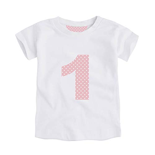 Kembilove Corona de Primer Cumpleaños con Camiseta – Adorable Conjunto de Cumpleaños de 1 Año para Niños y Niñas – Corona Ajustable Ideal para Fiestas de Cumpleaños Lunares Rosa