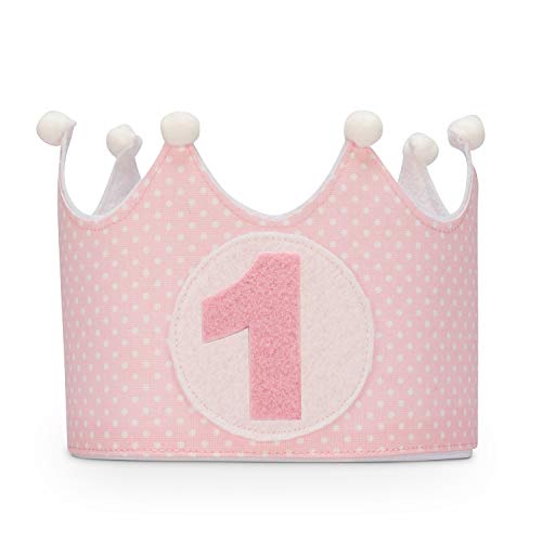 Kembilove Corona de Primer Cumpleaños con Camiseta – Adorable Conjunto de Cumpleaños de 1 Año para Niños y Niñas – Corona Ajustable Ideal para Fiestas de Cumpleaños Lunares Rosa