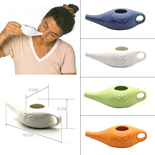 Kerta Nariz Limpieza Pote 250ml Cerámica Nasal Wash Pot Yoga Profesional Irrigador Nasal para Limpieza de Cavidad Nasal