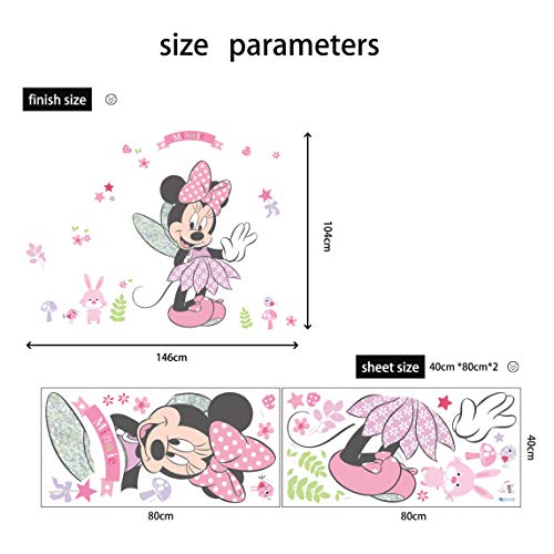 Kibi - 2 Pegatinas Infantiles Pared Minnie Pegatinas Decorativas Pared mickey Mouse Stickers Pared Mickey Dormitorio Calcomanias para Niños Pared Calcomanias Mickey XXL