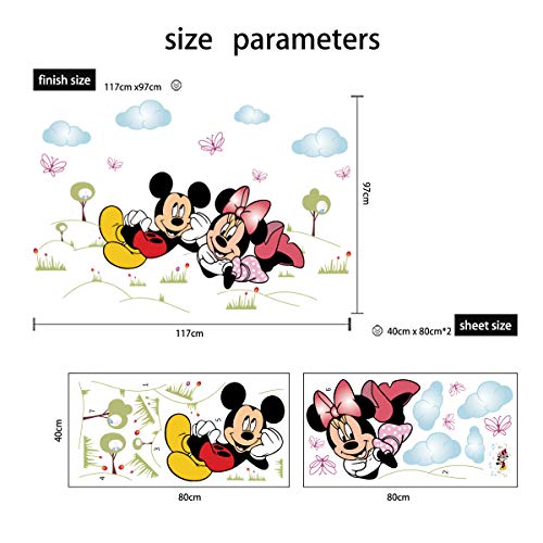 Kibi Pegatinas Infantiles Pared Minnie Pegatinas Decorativas Pared mickey Mouse Stickers Pared Mickey Dormitorio Calcomanias para Niños Pared Calcomanias Mickey