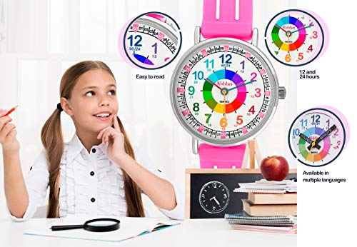 KIDDUS Reloj Educativo Analógico para niño, niña. Aprende la Hora con Nuestro Fácil Sistema Time Teacher. Ejercicios incluídos. Mecanismo de Cuarzo