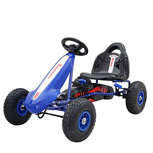 KILLM Kart Children Ride On Car Racing Style Asiento Ajustable, Ruedas PláStico, Freno Mano Palanca Cambios,Azul