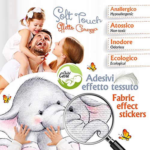 kina R00502 Pegatina Pared Suave Efecto Tejido Reposicionable Animales Avión Decoración Pared Niño Bebé Habitación Infantil Papel Pintado Adhesivo