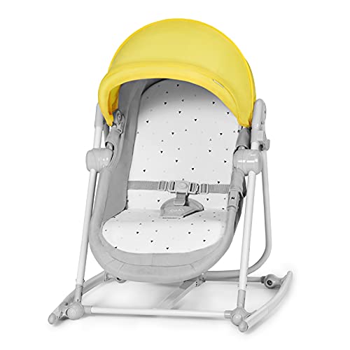 Kinderkraft Columpio Bebé 5 en 1 UNIMO UP, Balancín, Silla, Cuna, Capota, Amarillo