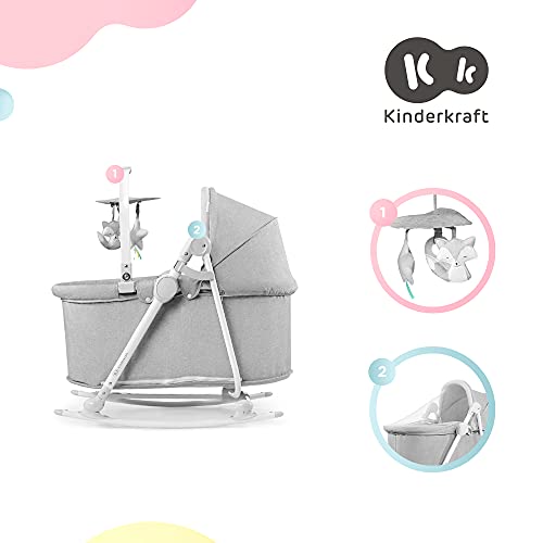 Kinderkraft Columpio Bebé NOLA, 5 en 1, Balancín, Silla, Cuna, Gris