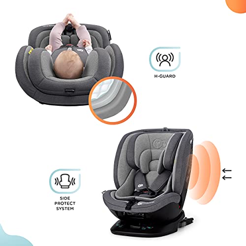 Kinderkraft Silla de Coche Isofix XPEDITION, Giratoria 360º, Grupo 0+/1/2/3, 0-36 Kg, Gris