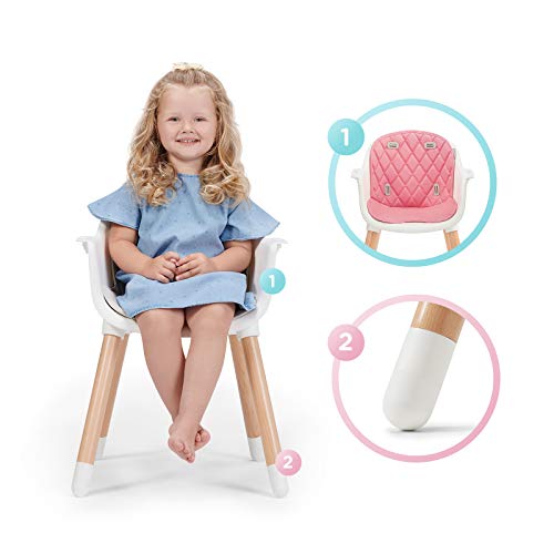 Kinderkraft Trona Bebé 2 en 1 SIENNA, Silla Infantil, Bandeja Desmontable, Rosa