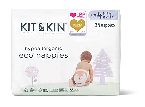 Kit & Kin - Pañales talla 4 (4 paquetes de 34, 136 pañales)