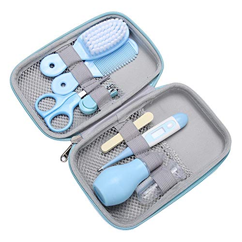 Kit para el cuidado de la salud del bebé, kit para el cuidado del bebé, 8 piezas Práctico diario cortaúñas para bebé tijeras cepillo para el cabello peine conjunto de cuidado de manicura(azul)