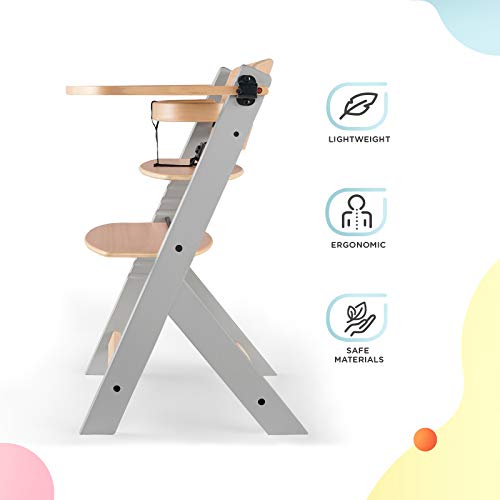 kk Kinderkraft Trona Bebé de Madera ENOCK, Evolutiva Silla Alta, Ergonómica, Regulable, Gris