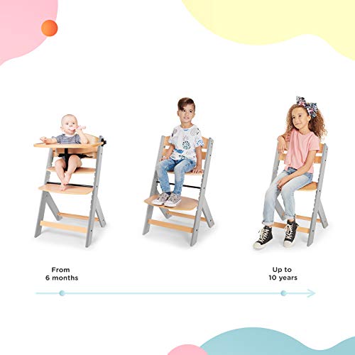 kk Kinderkraft Trona Bebé de Madera ENOCK, Evolutiva Silla Alta, Ergonómica, Regulable, Gris