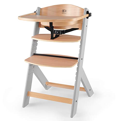 kk Kinderkraft Trona Bebé de Madera ENOCK, Evolutiva Silla Alta, Ergonómica, Regulable, Gris