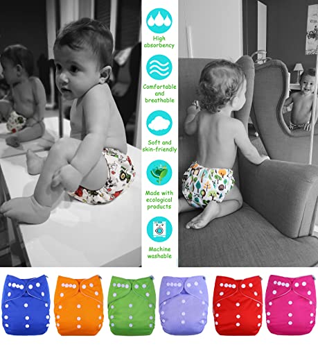 Kolo - kit de pañales de tela para bebés y niños: 6 pañales reutilizables + 8 insertos de bambú + 1 bolsa de transporte de pañales - 100% ecológicos