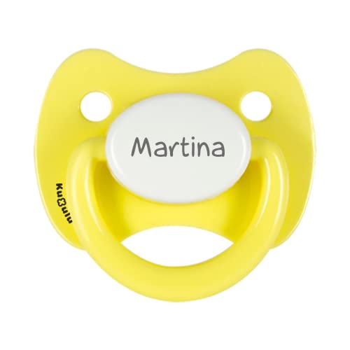 Kuxulu - Chupetes Personalizados para Bebes con Nombre - Tetinas de Silicona para Recién Nacidos - Tetina 0/6 Meses Color Blanco