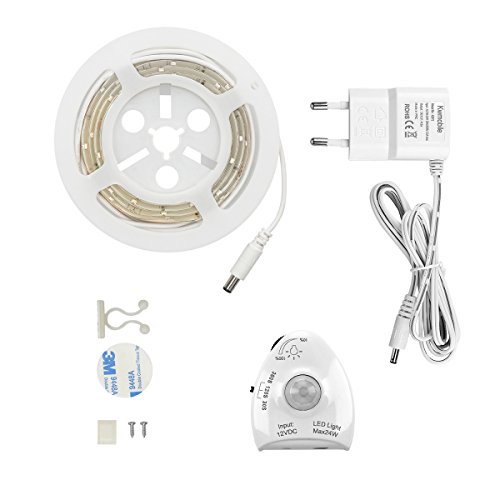 kwmobile Luz LED para cama con sensor - Tira de luz regulable - Cinta de luces con sensor de movimiento - Iluminación en blanco cálido