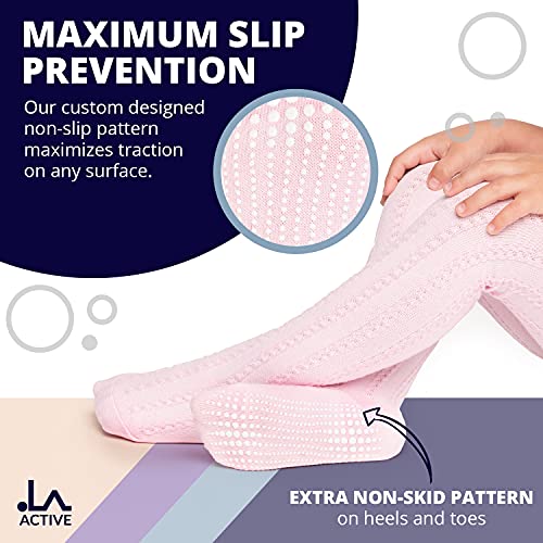 LA Active Leotardos Bebe - Calcetines Termicos Antideslizantes para Niña, 0-5 Años - Medias de Invierno en Algodon, 2 Pares - Ropa para Recien Nacido