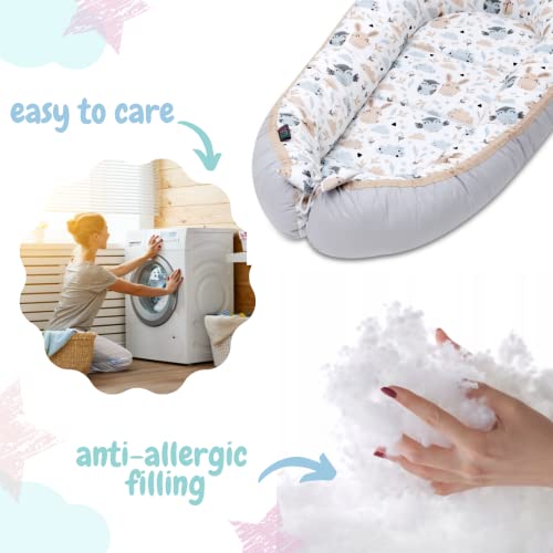 Lajlo - Cojín Nido Portatil l Reductor de Cuna l Almohada para Bebes l Cama para Recien Nacidos l Accesorios Bebe l Protector de Carro