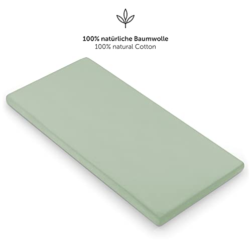 Laleni Sábanas bajeras Ajustable para Cuna - 100% algodón, Sábana Bajera Ajustable y Transpirable, Verde, 60 x 120 x 15