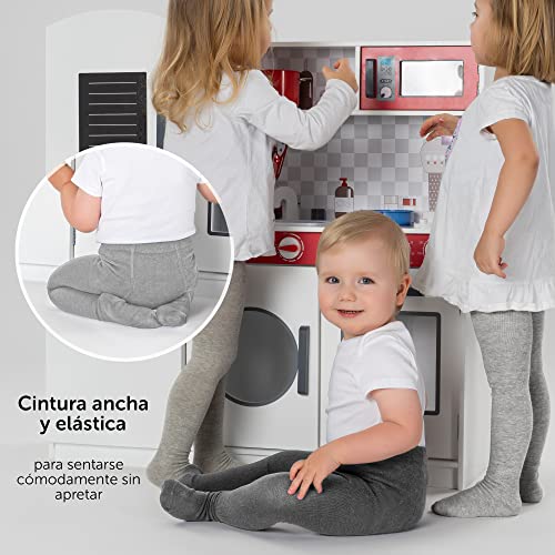 LaLoona Leotardos bebe Pack 2 Ud. - Medias elásticas para bebé niña y niño con cintura ancha y alto contenido de algodón - 62/68 (3-6 meses) - gris claro