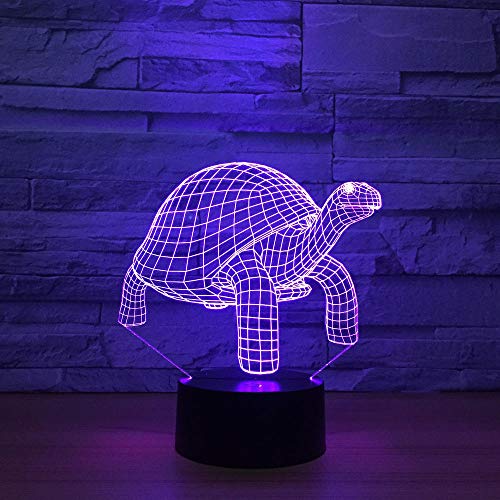 Lámpara de ilusión 3D, LED, luz nocturna en forma de tortuga marina para niños, dormitorio, decoración, tortuga Navidad, cumpleaños, regalo, manga, lámpara de mesa, 7 colores tocando