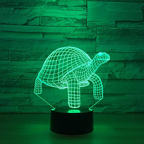 Lámpara de ilusión 3D, LED, luz nocturna en forma de tortuga marina para niños, dormitorio, decoración, tortuga Navidad, cumpleaños, regalo, manga, lámpara de mesa, 7 colores tocando