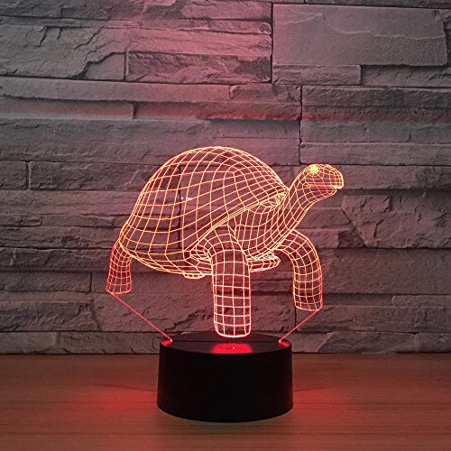 Lámpara de ilusión 3D, LED, luz nocturna en forma de tortuga marina para niños, dormitorio, decoración, tortuga Navidad, cumpleaños, regalo, manga, lámpara de mesa, 7 colores tocando