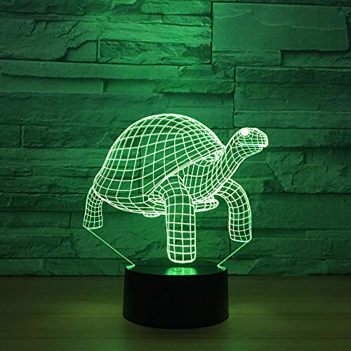 Lámpara de ilusión 3D, LED, luz nocturna en forma de tortuga marina para niños, dormitorio, decoración, tortuga Navidad, cumpleaños, regalo, manga, lámpara de mesa, 7 colores tocando