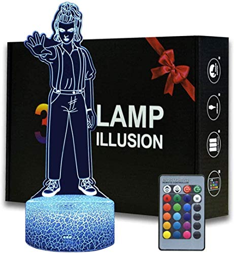 Lámpara de mesa para niños Strange Things Eleven Luz LED 3D 16 colores cambiantes acrílico LED luz nocturna para niños como en cumpleaños o vacaciones