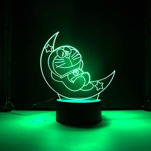 Lampara LED Infantil Doraemon Luna Cambia Color USB Luz nocturna y decoración