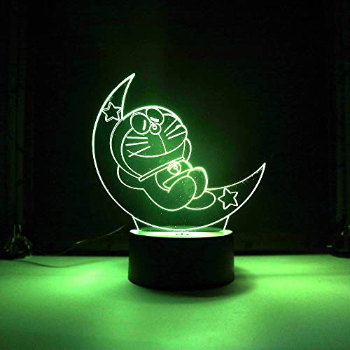 Lampara LED Infantil Doraemon Luna Cambia Color USB Luz nocturna y decoración