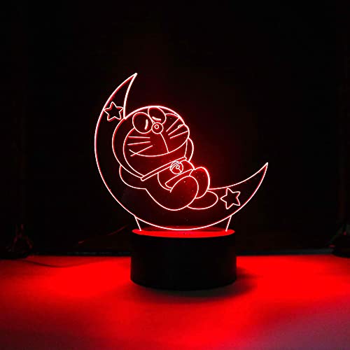 Lampara LED Infantil Doraemon Luna Cambia Color USB Luz nocturna y decoración