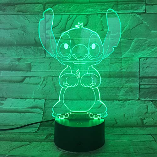 Lampara LED Infantil Stitch Cambia Color USB Luz nocturna y decoración