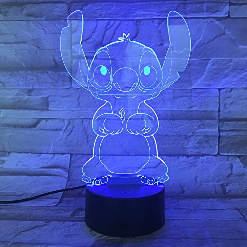 Lampara LED Infantil Stitch Cambia Color USB Luz nocturna y decoración