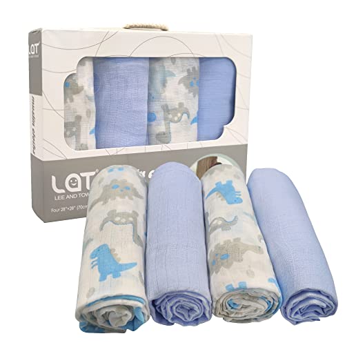 LAT 4 pcs Mantas Bebé,Muselina Manta Bebé , 100% Algodón Toalla Facial Infantil, Paños Muselina Bebe (Boys, 70*70cm)