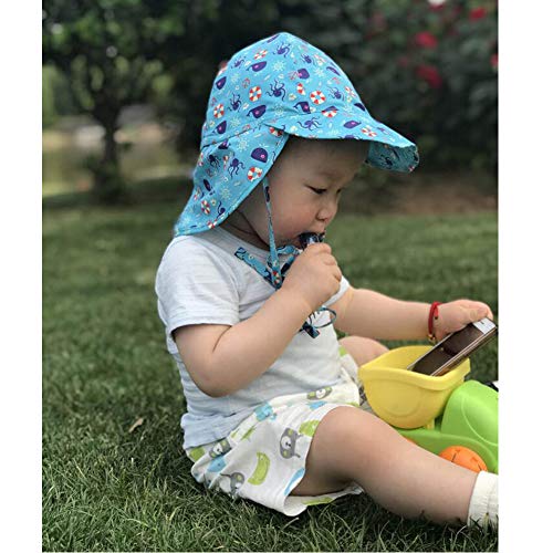 Lazzon Sombrero de Sol para Bebé Niños Niñas Verano Anti-UV Gorro De Playa con Ajustable Correa De La Barbilla