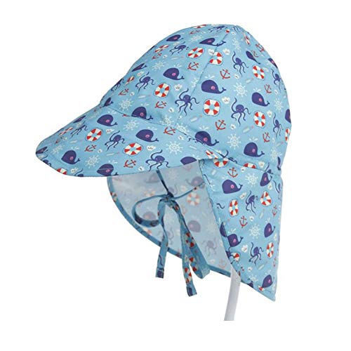 Lazzon Sombrero de Sol para Bebé Niños Niñas Verano Anti-UV Gorro De Playa con Ajustable Correa De La Barbilla