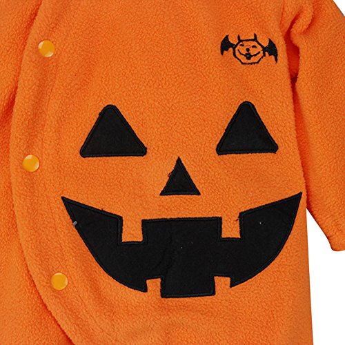 Le SSara Halloween Calabaza Enterizo con Capucha Navidad Mameluco Atuendos (6-12 Meses, Orange)