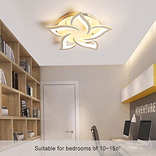 LED Regulable Lámpara De Techo, Diseño Con Pétalos Creativos Acrílico Luces De Techo, Mando A Distancia con Función Memoria, Apto Para Salón, Dormitorio, Infantil Lámpara De Techo, 5 Cabezales/Ø58cm